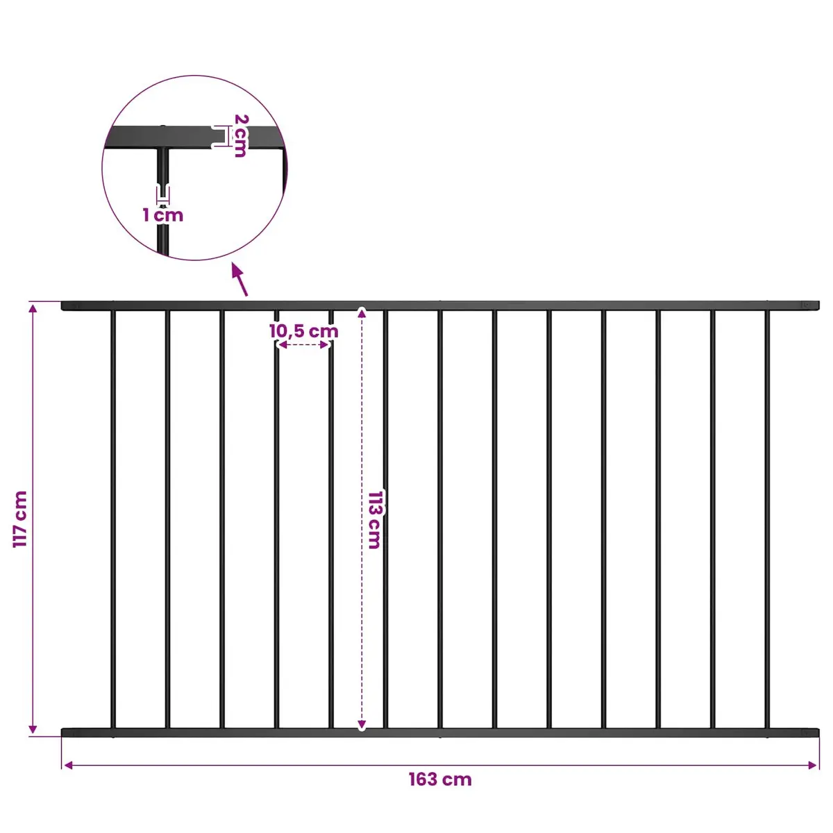 Black Steel Garden Fence Panel for Outdoor Use