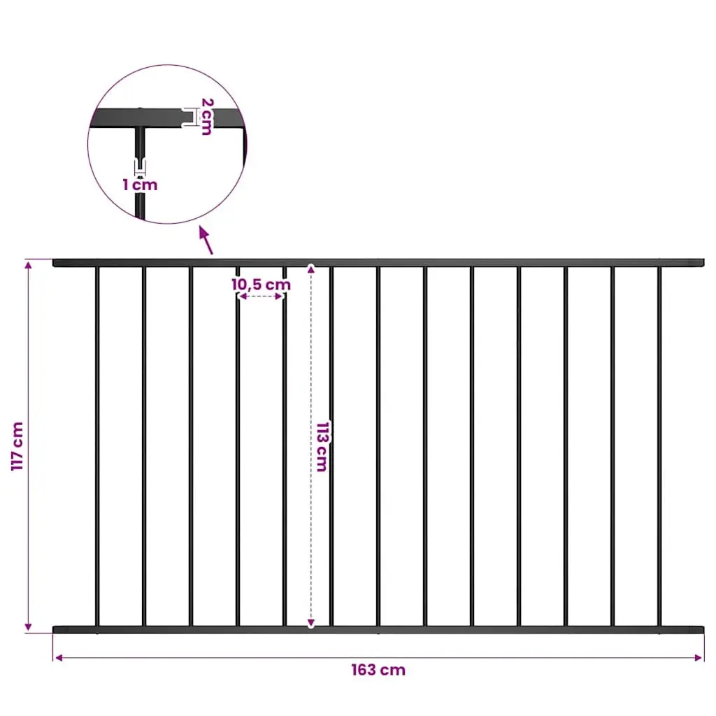 Black Steel Garden Fence Panel for Outdoor Use