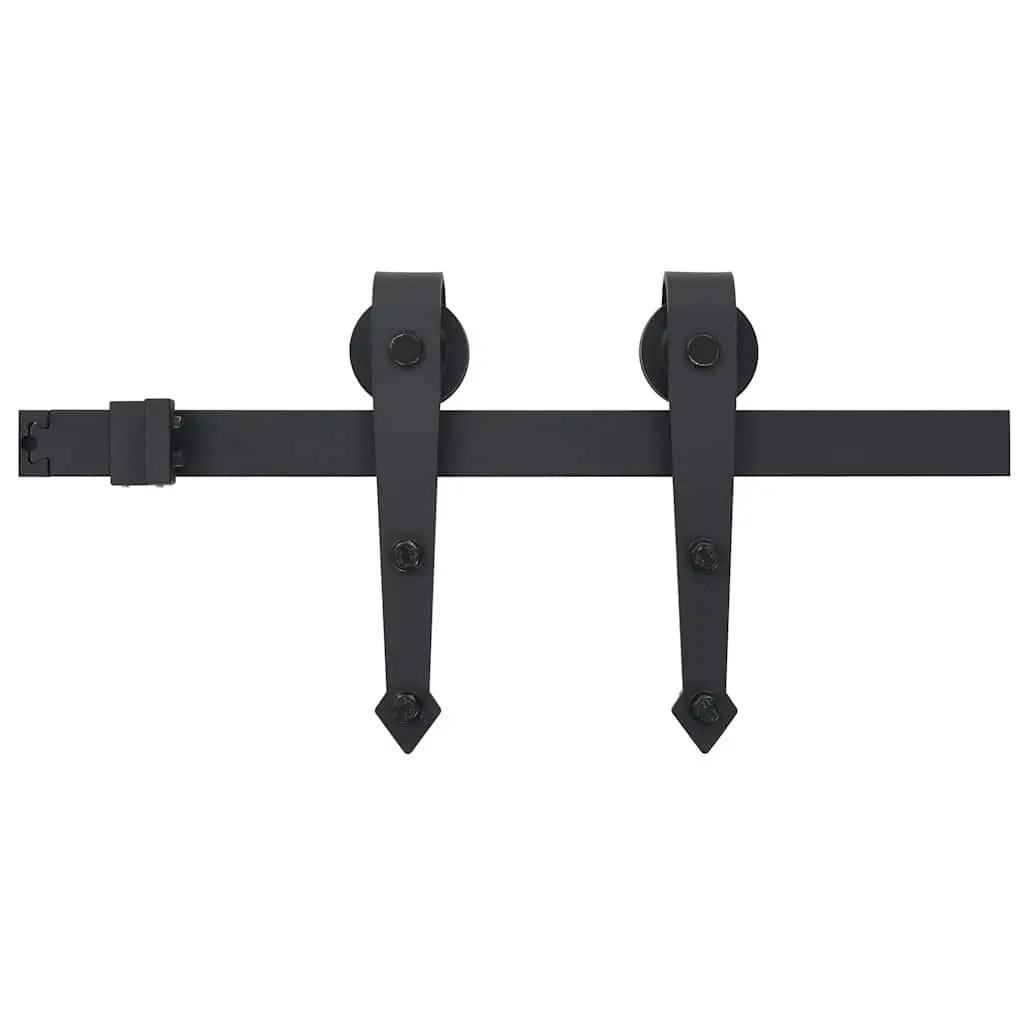 Sliding Door Hardware Kit Powder-coated Steel 200cm Black