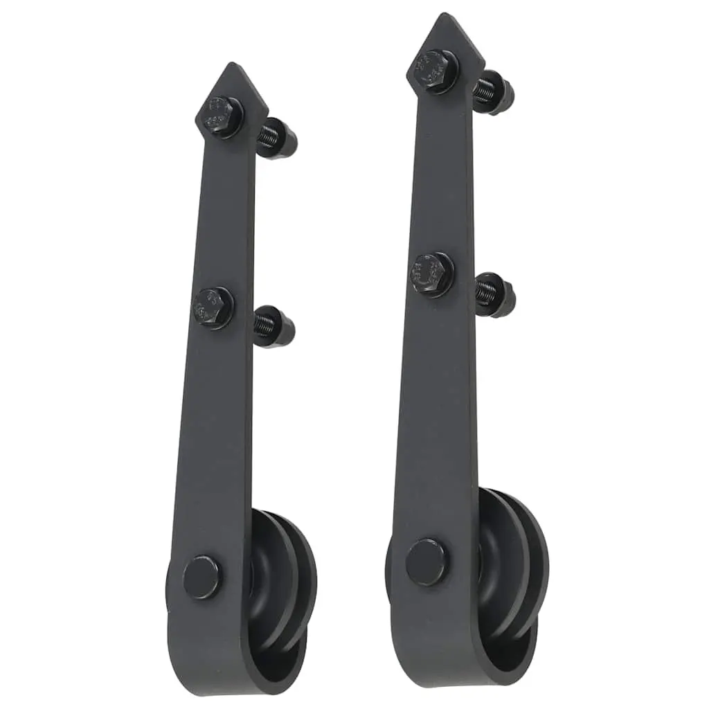 Sliding Door Hardware Kit Powder-coated Steel 200cm Black