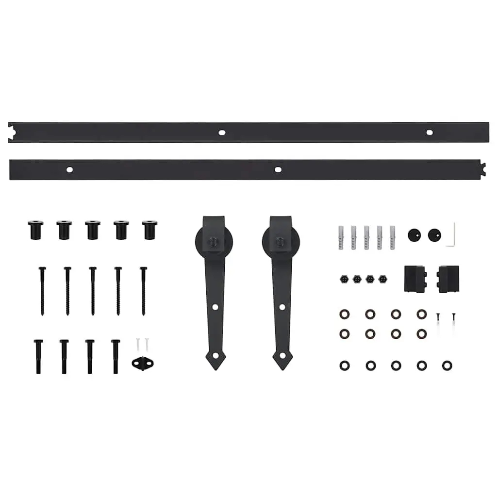 Sliding Door Hardware Kit Powder-coated Steel 200cm Black