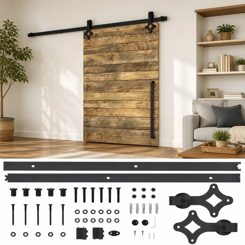 183cm Sliding Door Hardware Kit in Black