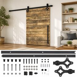 Robust 183cm Sliding Door Hardware Kit in Black