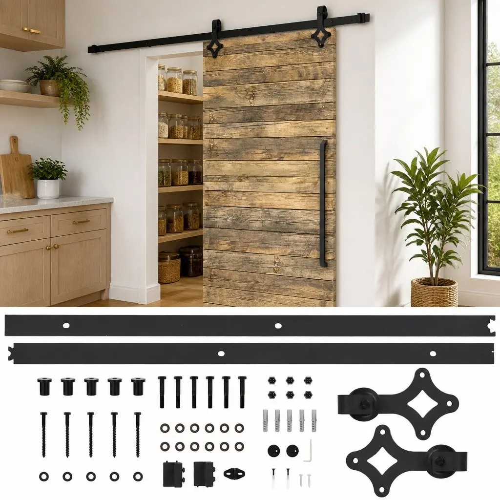 200cm Sliding Door Hardware Kit with Smooth Rollers
