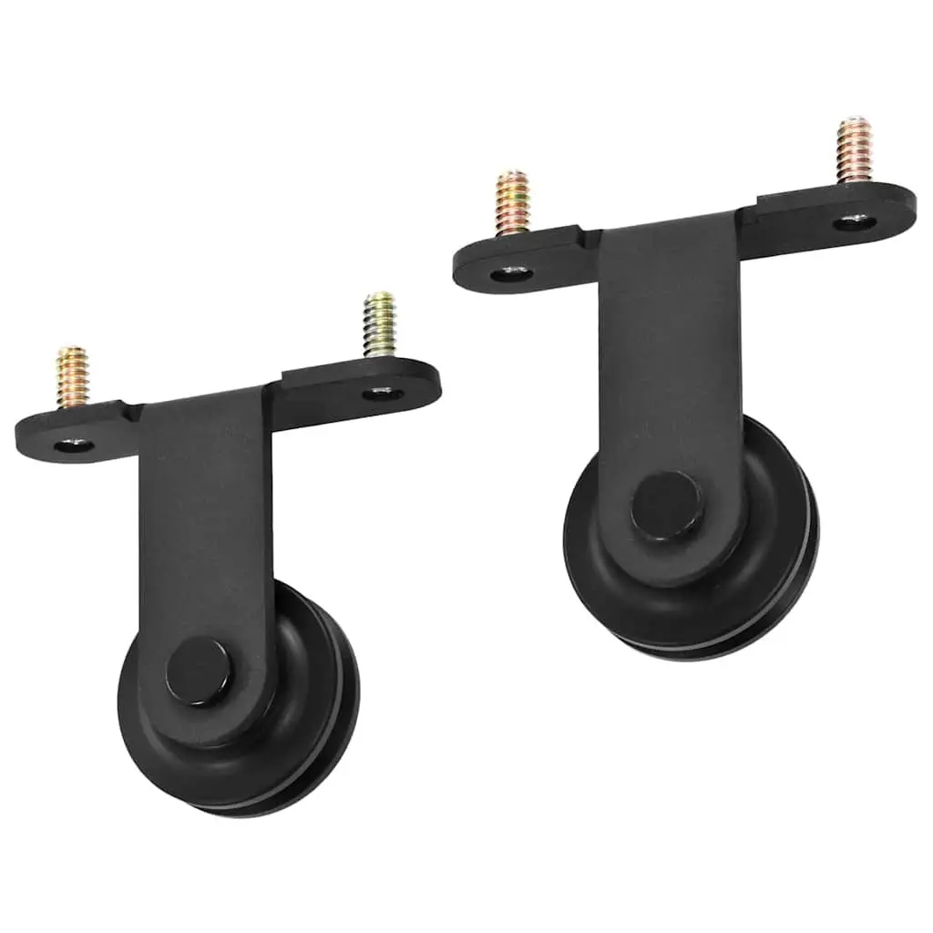 Sliding Door Hardware Kit Steel 183cm Black