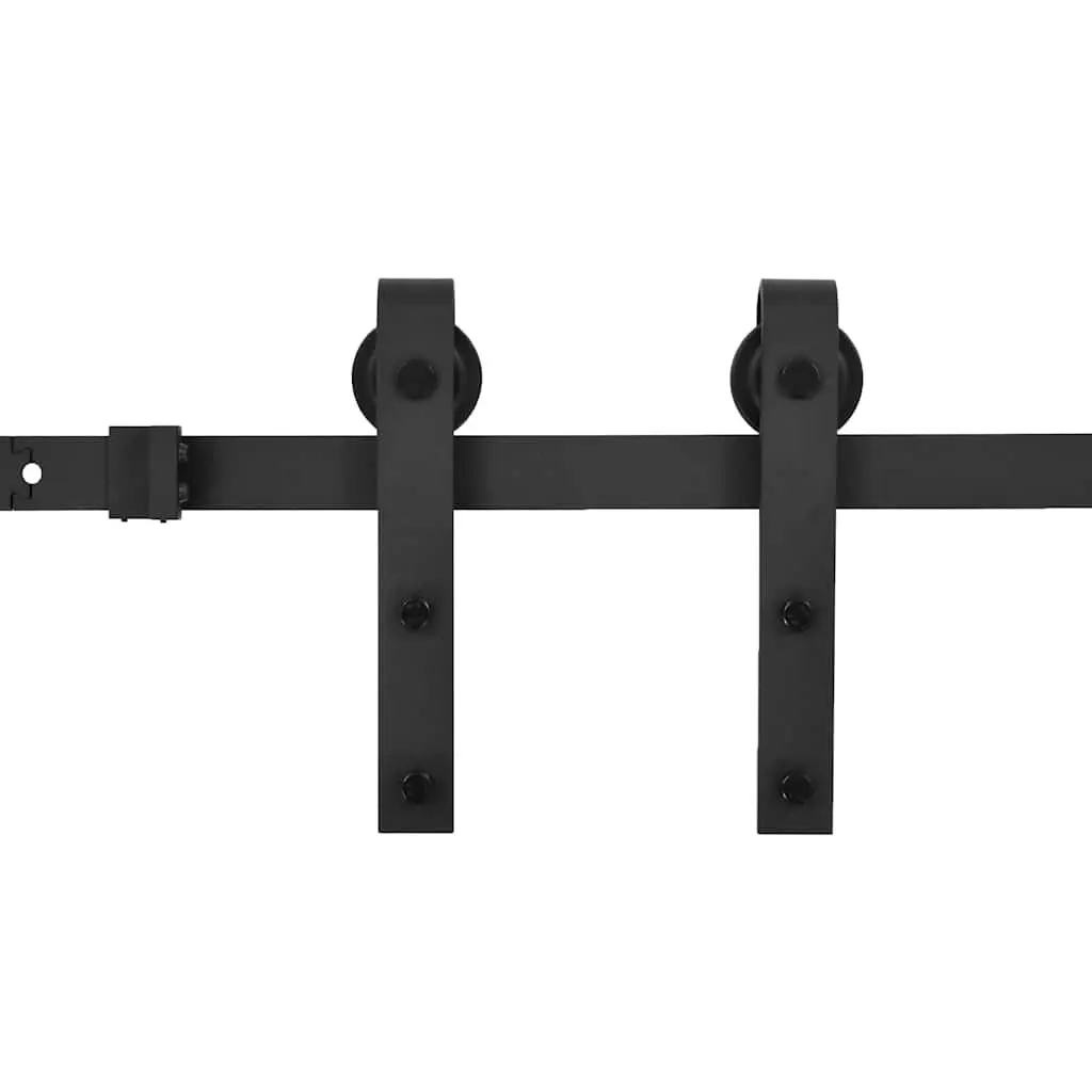 Sliding Door Hardware Kit Powder-coated Steel 183cm Black