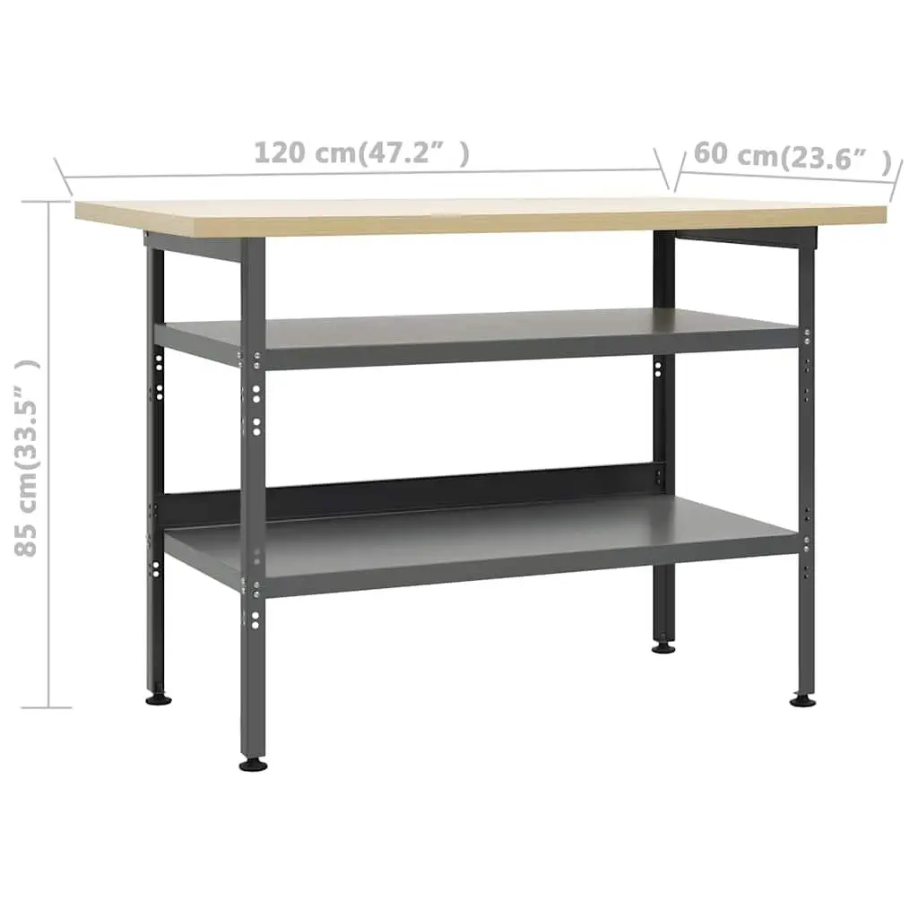 Grey Workbench for Workshops 120x60x85cm