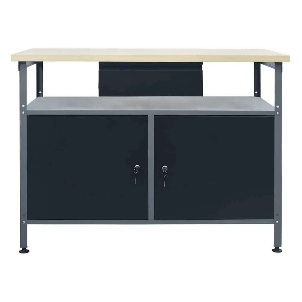 Workbench Steel Engineered Wood 120x60x85cm Black