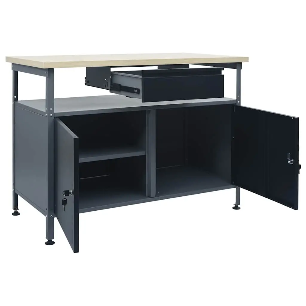 Workbench Steel Engineered Wood 120x60x85cm Black