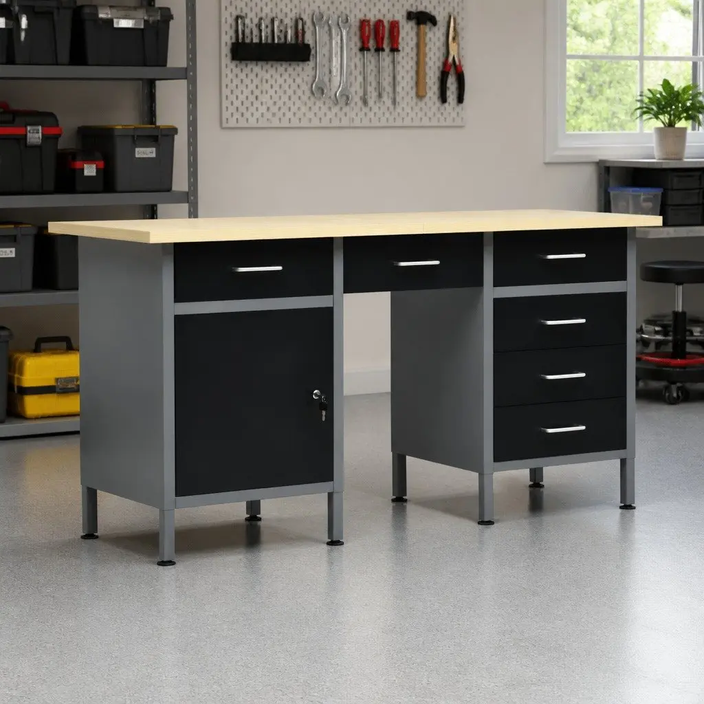 Heavy Duty Workbench 160x60x85cm with 6 Drawers
