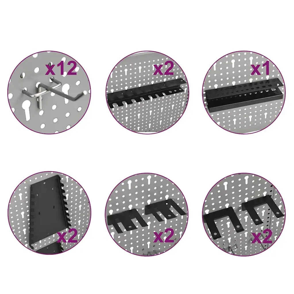 Wall-mounted Peg Boards Steel 40x58 cm Grey