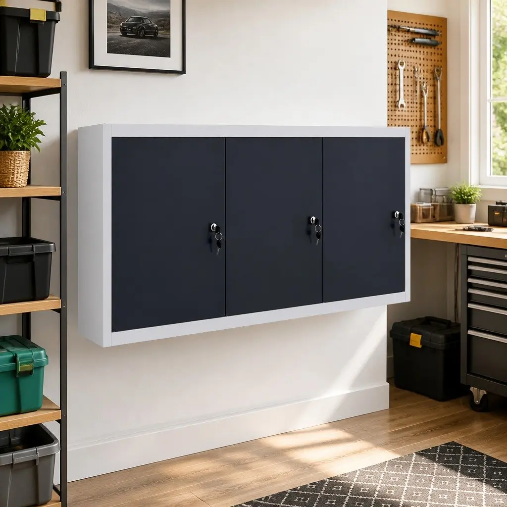Metal Tool Cabinet with Lockable Doors and Adjustable Shelves