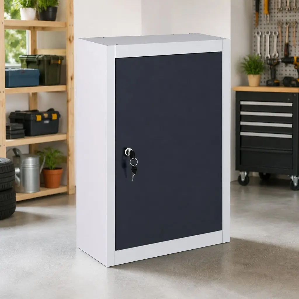 Industrial Style Wall Mounted Tool Cabinet with Lock