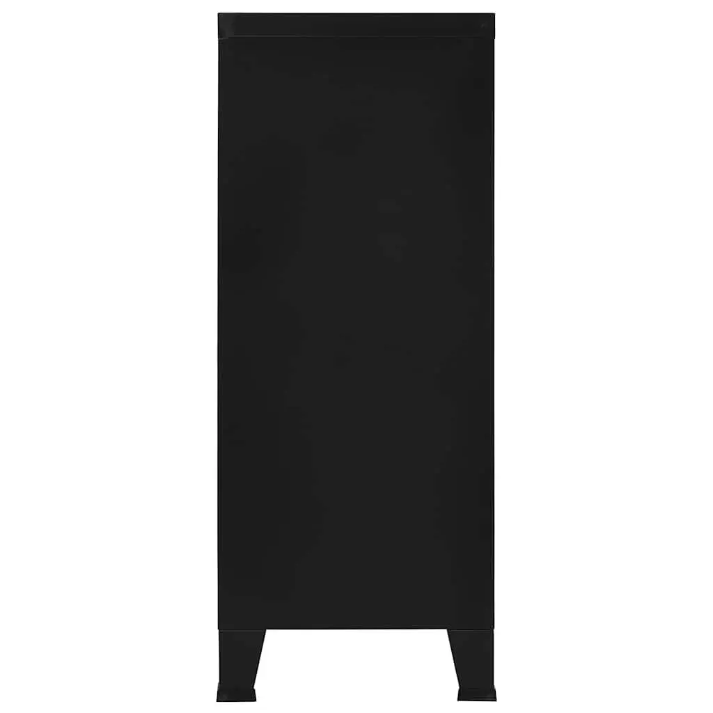 Black Steel Cabinet with 2 Shelves for Storage