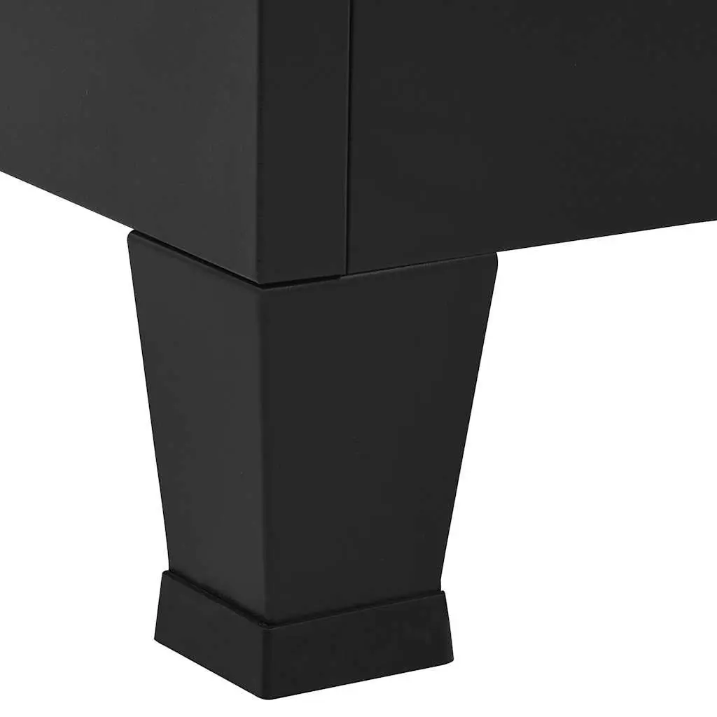 Black Steel Cabinet with 2 Shelves for Storage