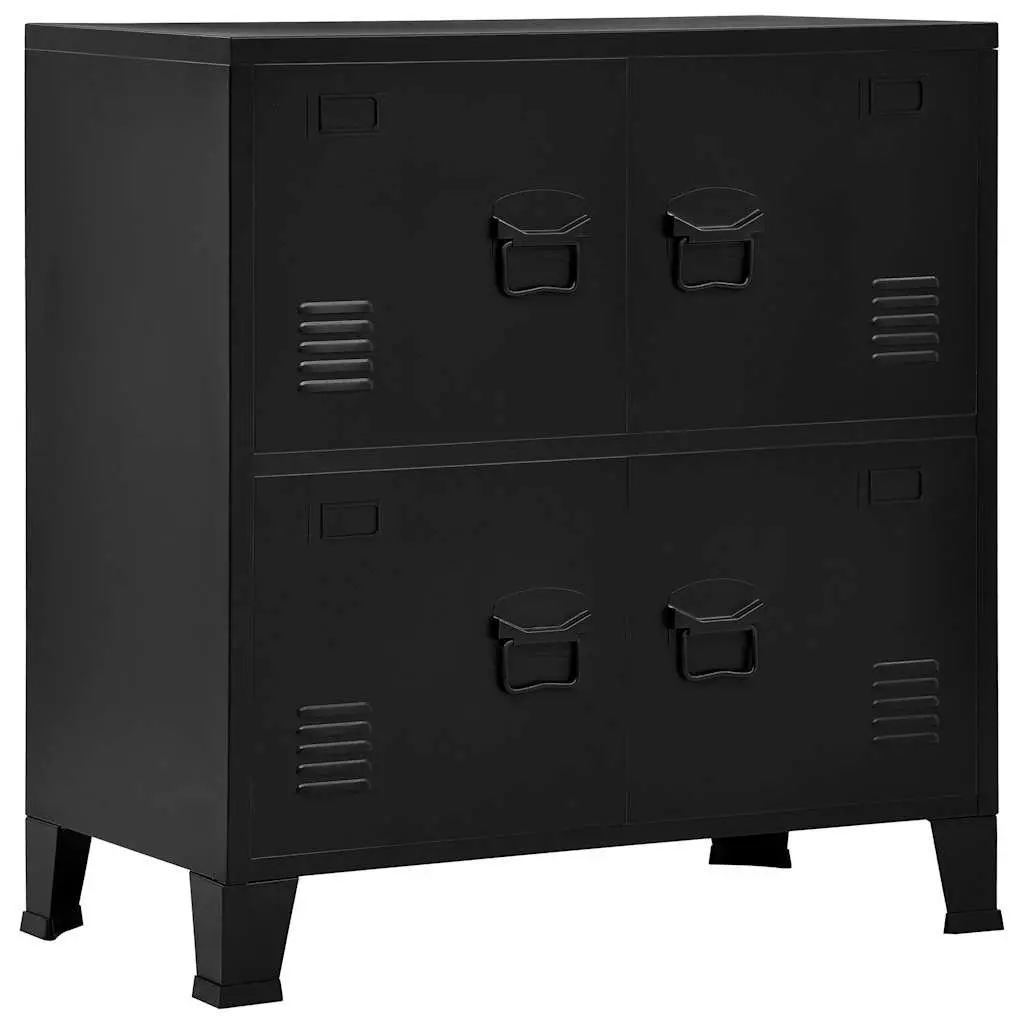 Storage Chest Steel 75 x 40 x 80 cm Black Industrial Furniture Cabinet Organiser with Shelves