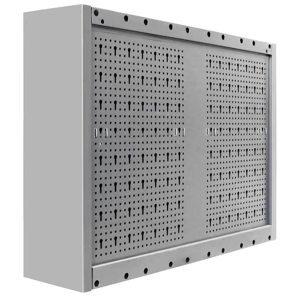 Wall Mounted Tool Cabinet Industrial Storage Metal Grey Black Lockable Doors