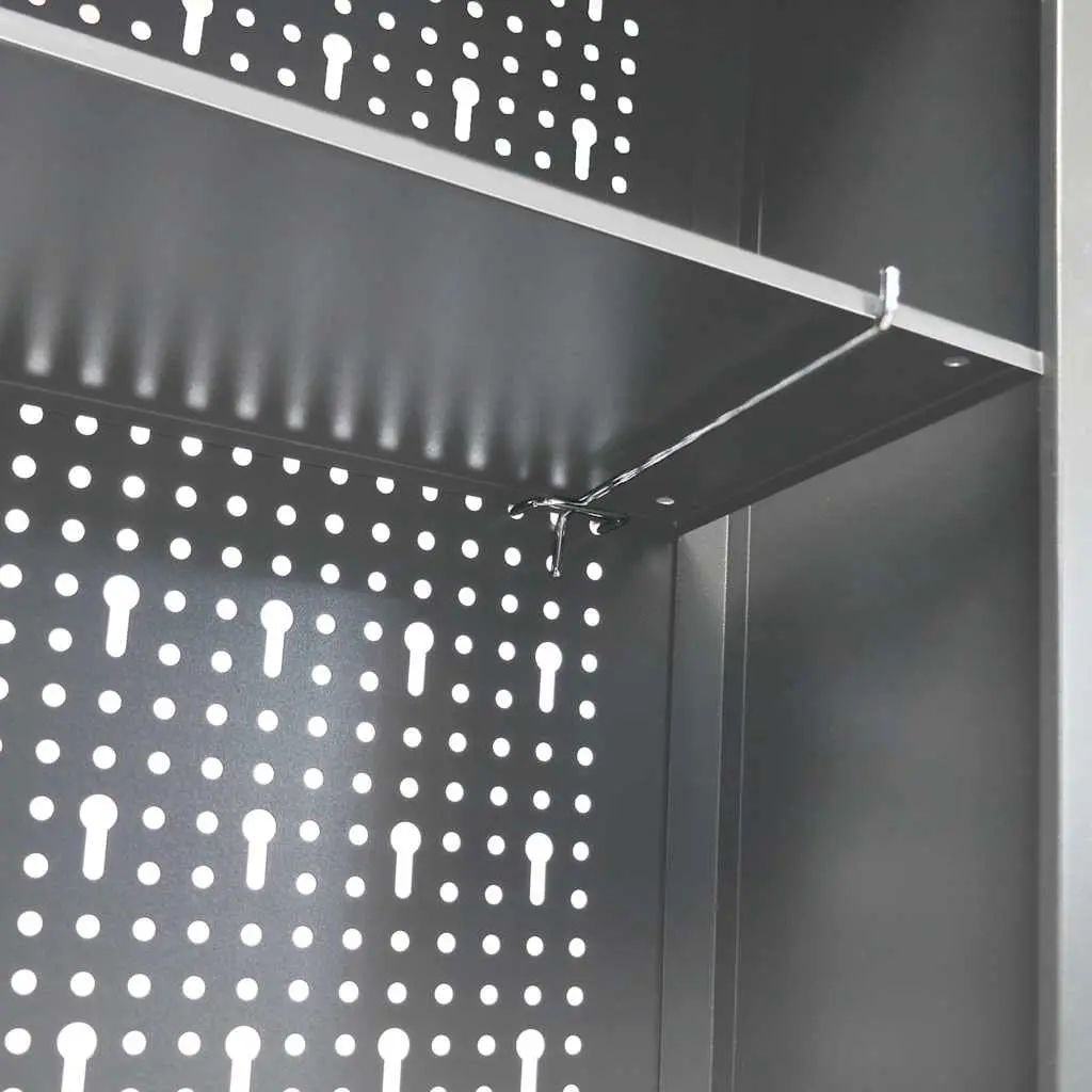 Wall Mounted Tool Cabinet Industrial Storage Metal Grey Black Lockable Doors