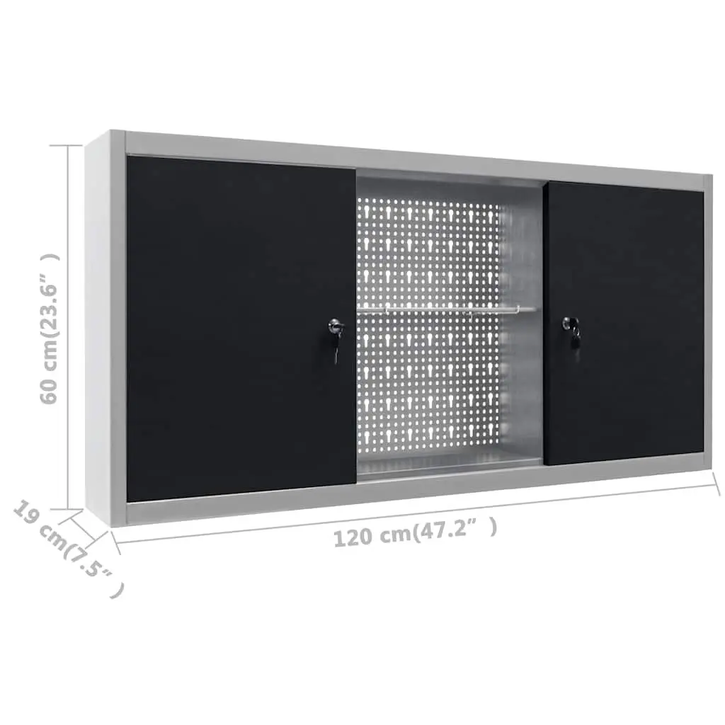 Wall Mounted Tool Cabinet Industrial Style Metal Storage Unit with Lockable