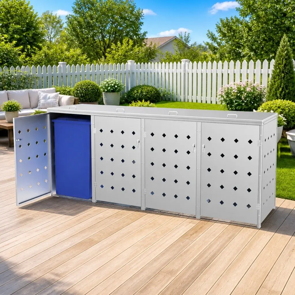 Wheelie Bin Shed Stainless Steel 240 L Silver