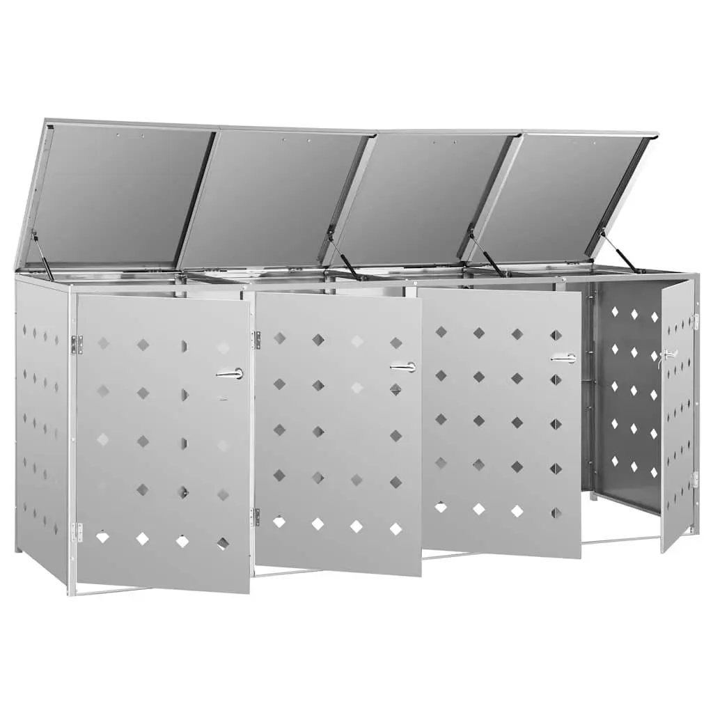 Wheelie Bin Shed Stainless Steel 240 L Silver