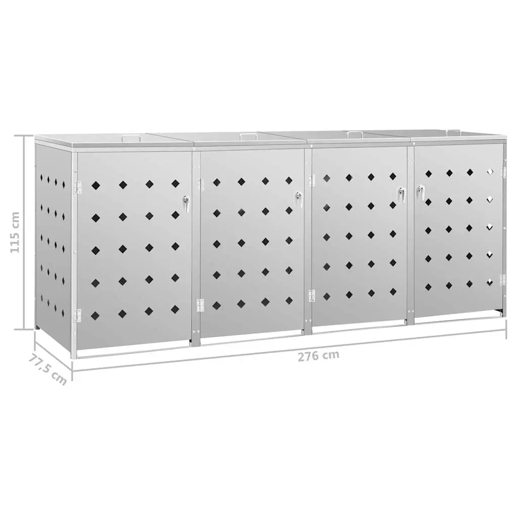 Wheelie Bin Shed Stainless Steel 240 L Silver
