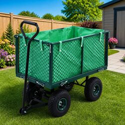 Heavy Duty Steel Garden Trolley 350kg Load Capacity Green