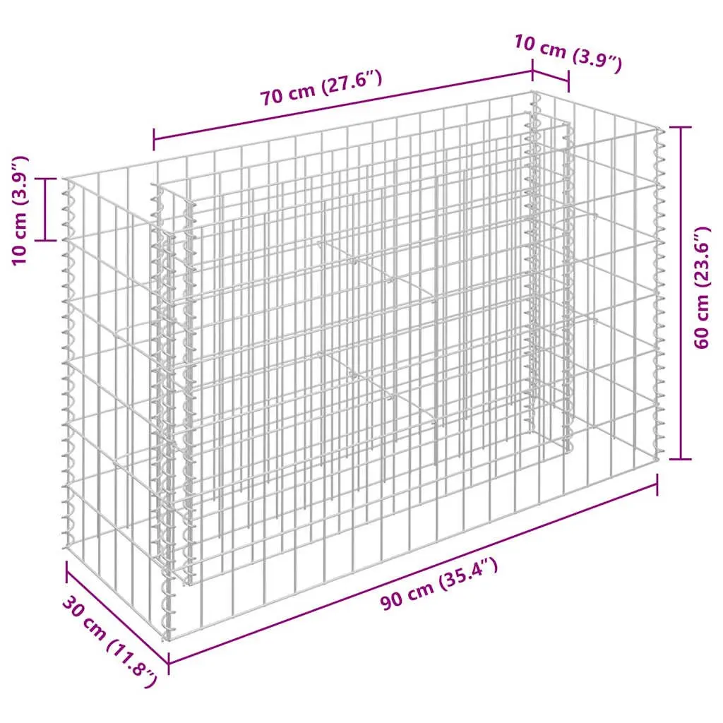 Silver Gabion Raised Bed Planter for Gardens