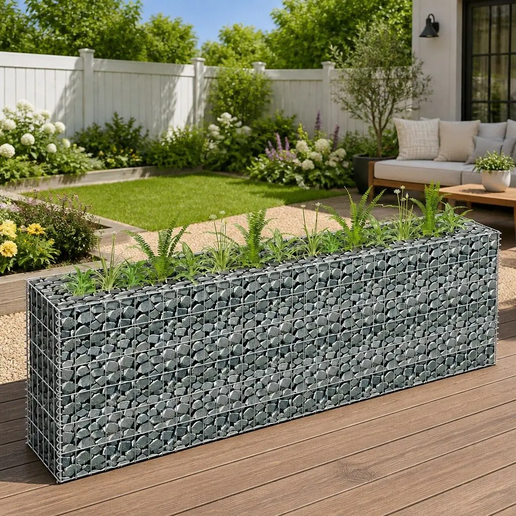 Raised Garden Bed 180x30x60cm Silver Galvanised Steel Mesh Garden Planter