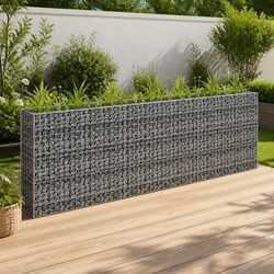 Stylish Gabion Raised Bed in Galvanised Steel 270x30x90cm