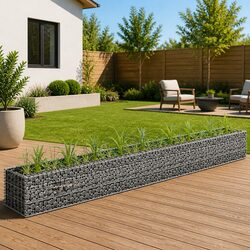 Galvanised Steel Gabion Raised Garden Bed 360x30x30 cm