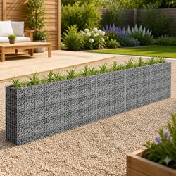 Sturdy Silver Galvanised Steel Gabion Raised Bed 450x30x90cm