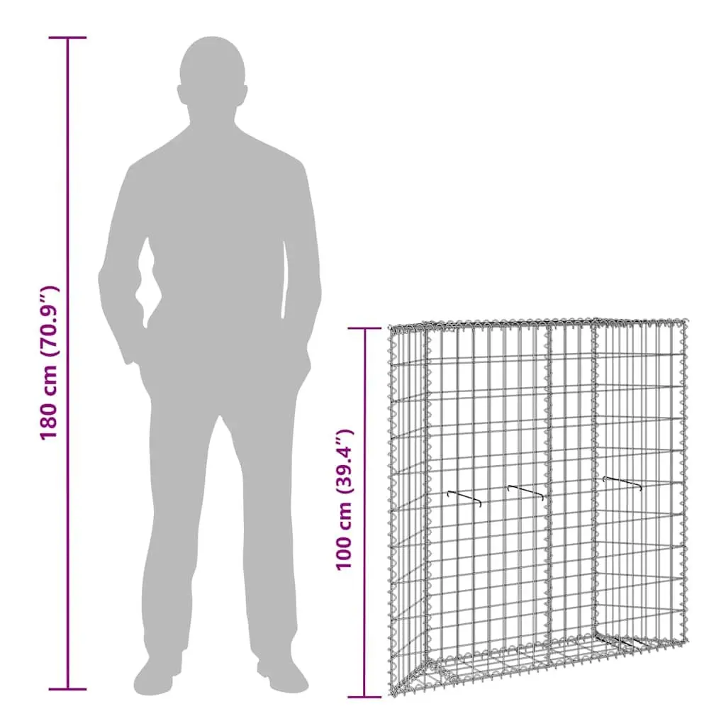 Gabion Raised Bed Garden Planter Galvanised Steel 100 x 20 x 100 cm Silver