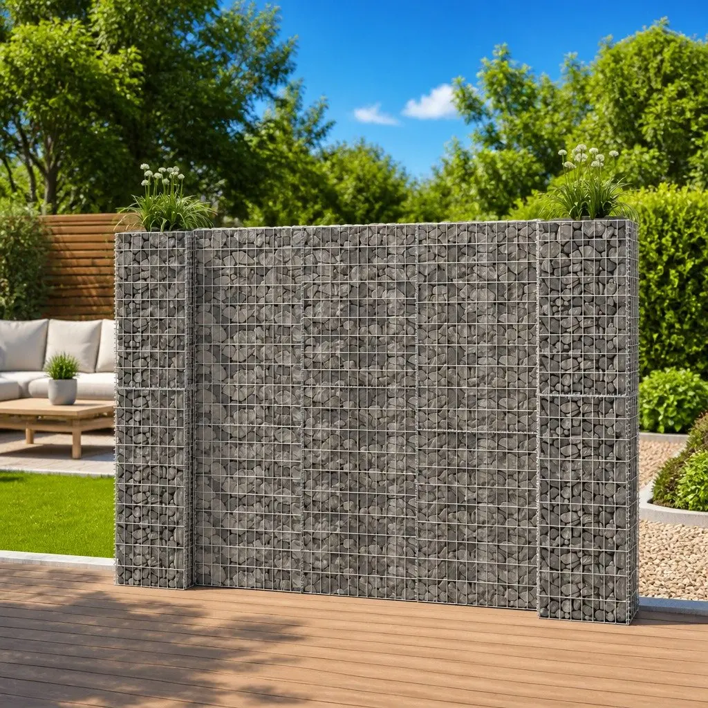 H-Shaped Gabion Planter for Secure Garden Borders