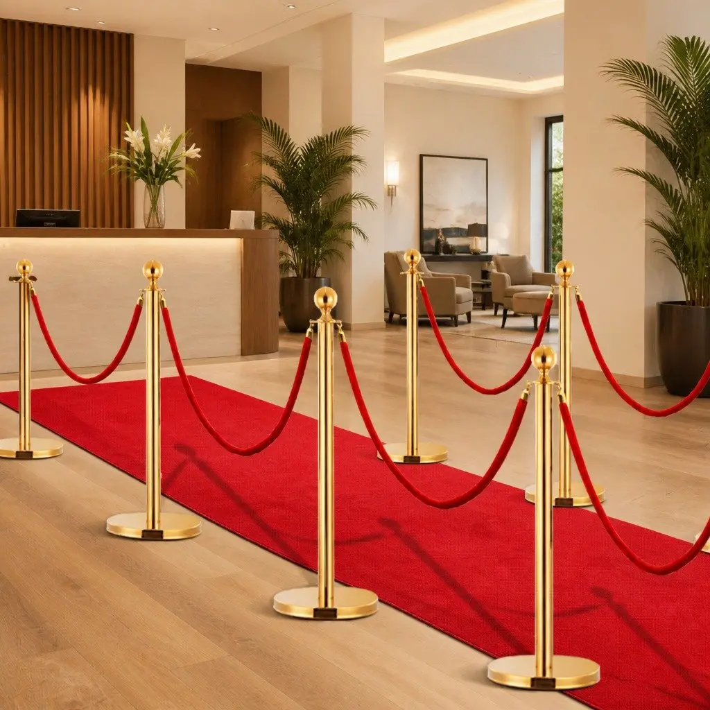Gold Stainless Steel 3 Piece Stanchion Set for Crowd Control