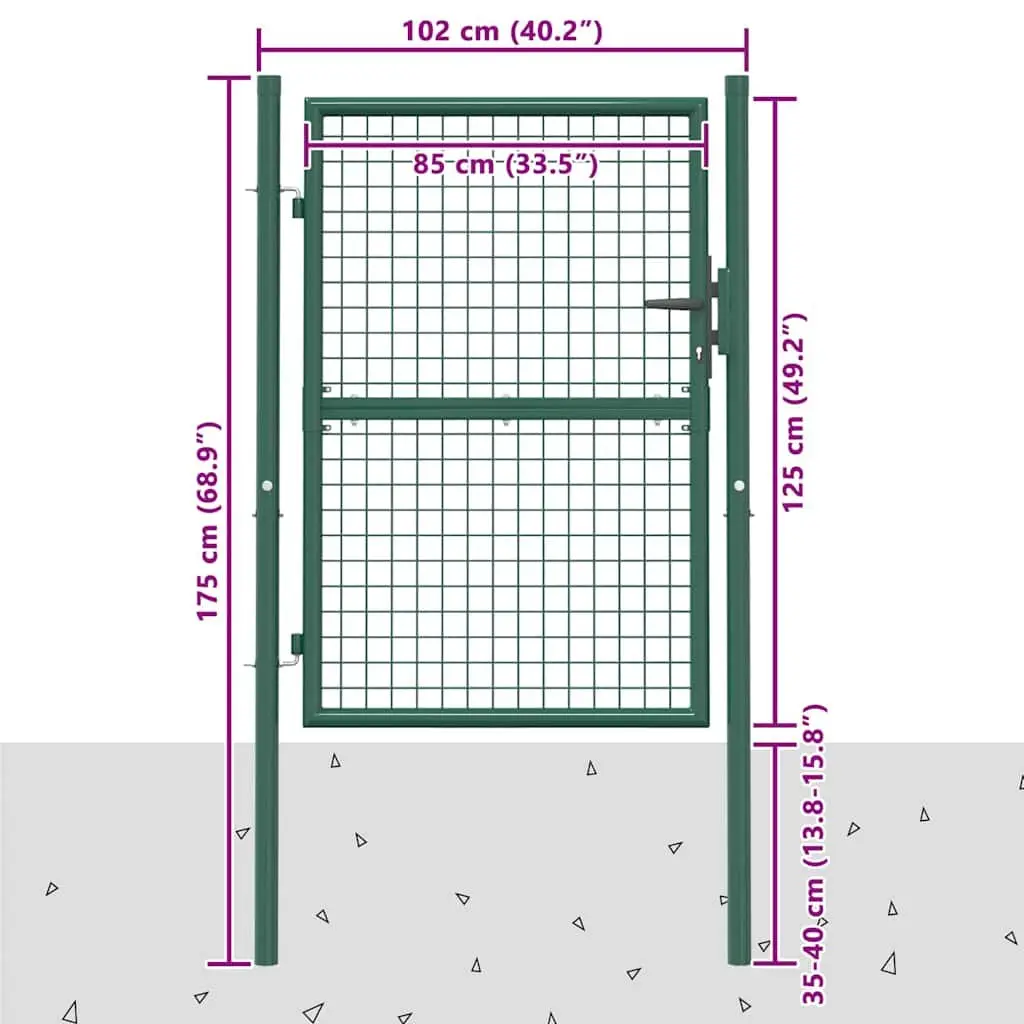 Heavy Duty Green Steel Fence Gate 100x125cm