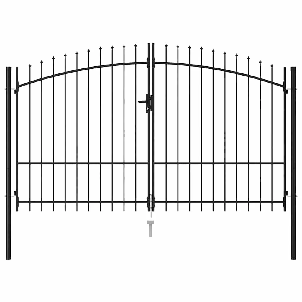 Garden Gate Double Door Heavy-duty Steel 299.5x224.5cm Black