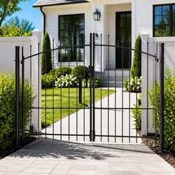Black Double Door Garden Gate with Spike Top for Security