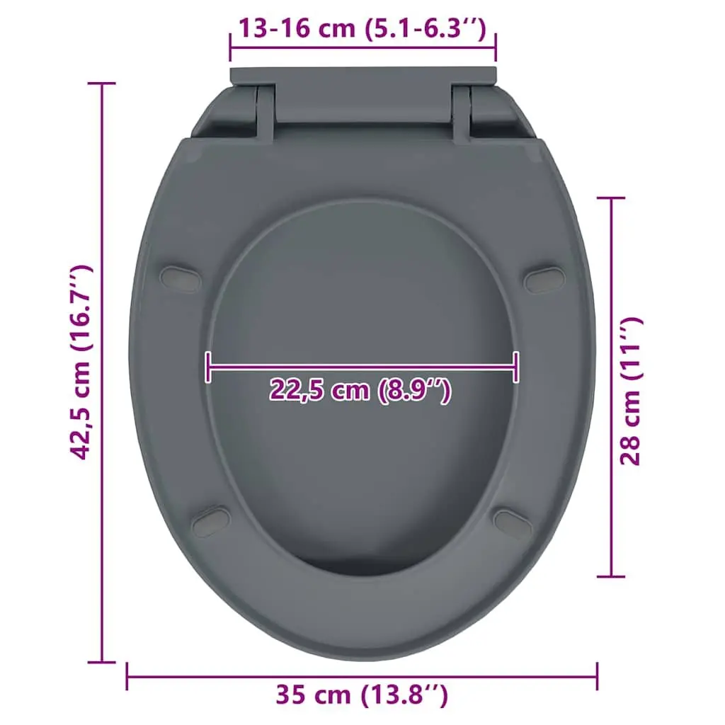 Grey Soft-Close Toilet Seat with Quick Release