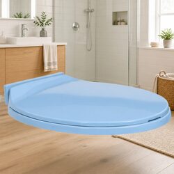 Blue Oval Soft-Close Toilet Seat for Standard Bowls