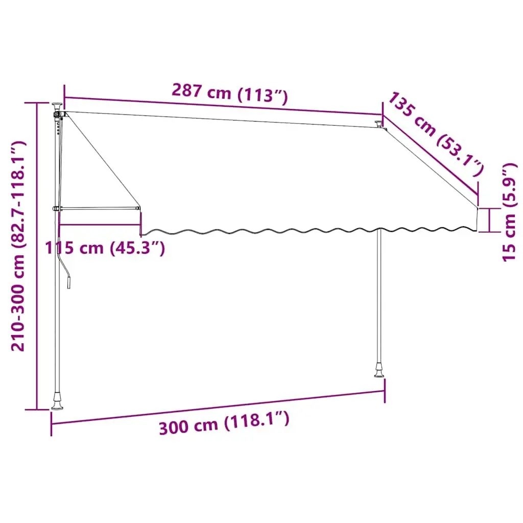 Manual Retractable Awning 300cm with LED
