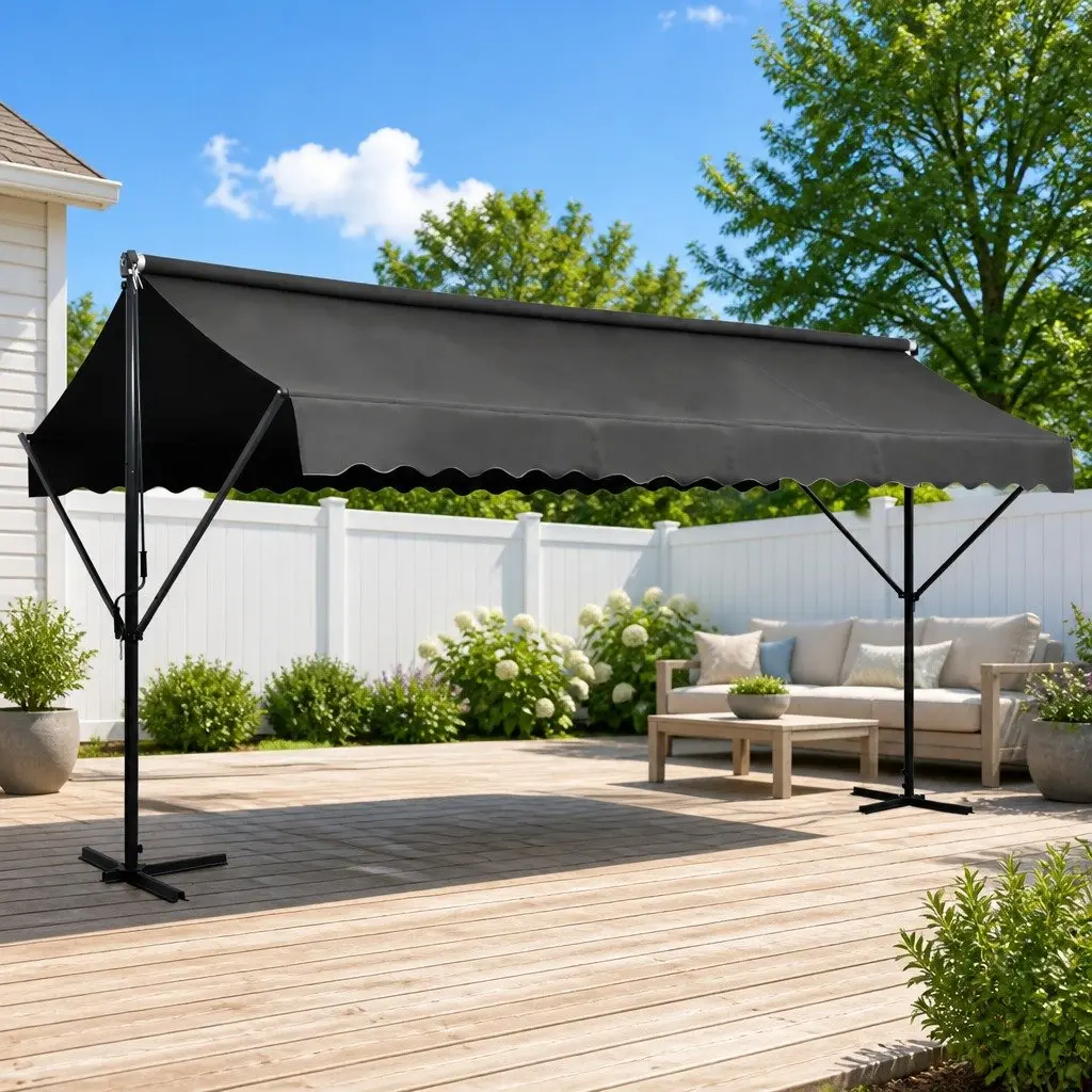 Free Standing Awning Powder-coated Steel 500x300 cm Weather-resistant Polyester Anthracite