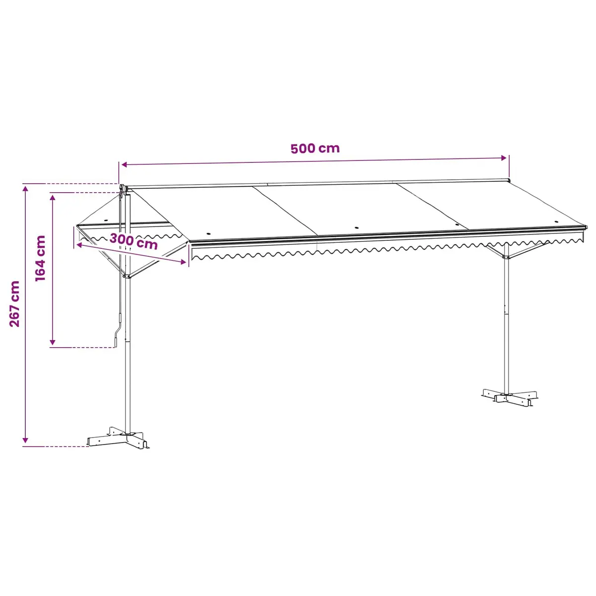 Free Standing Awning Powder-coated Steel 500x300 cm Weather-resistant Polyester Anthracite