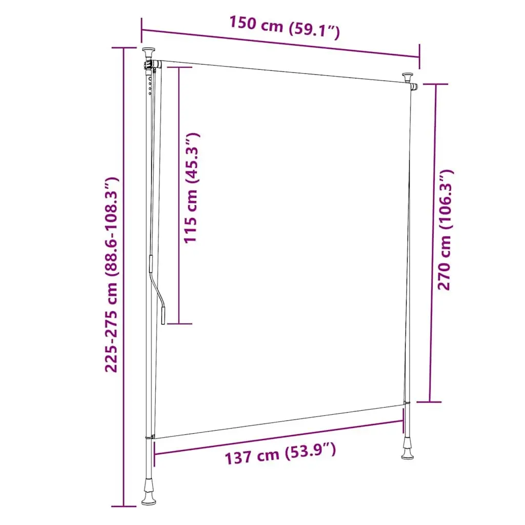 Outdoor Roller Blind 150x270cm Anthracite