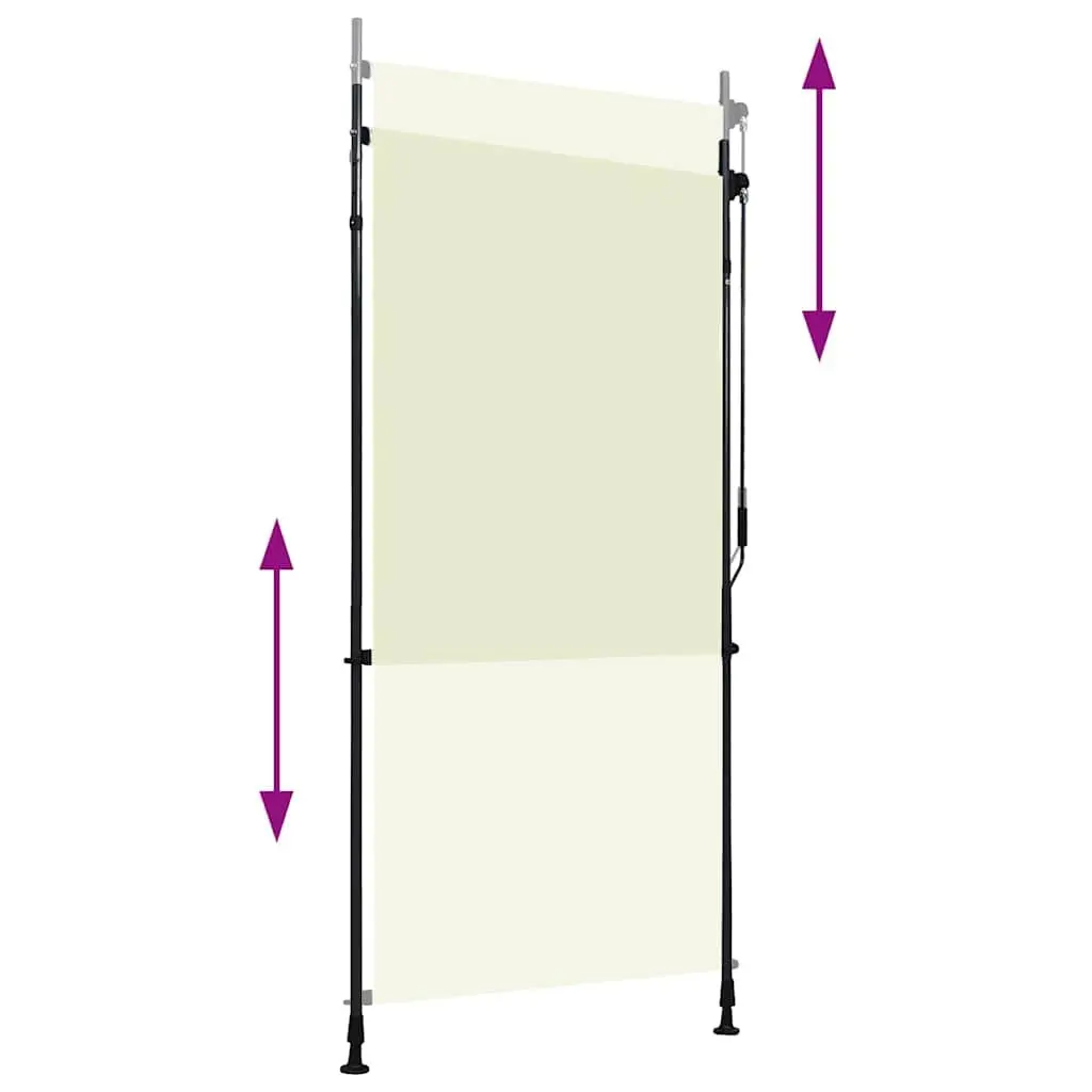 Outdoor Roller Blind Fade Resistant Fabric 100x270 cm Cream