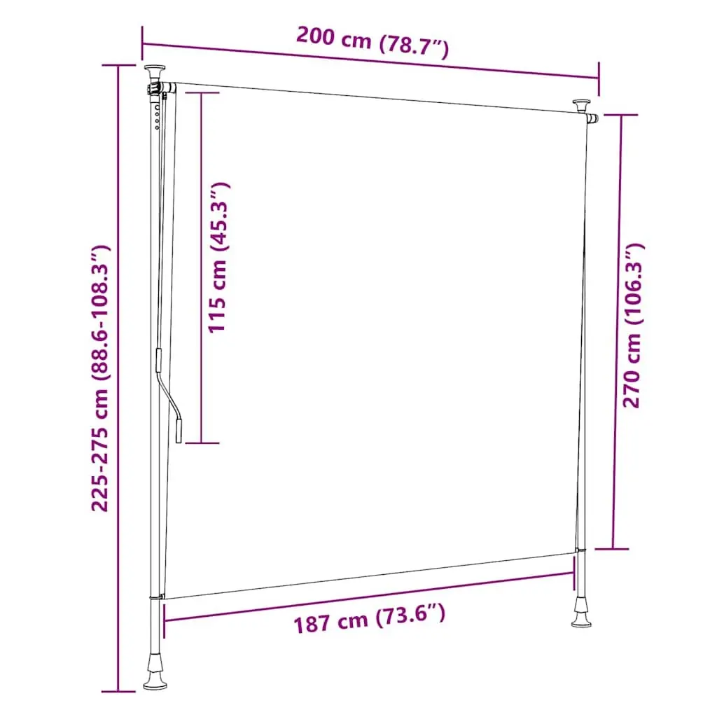 Outdoor Roller Blind Fabric 200x270cm Cream