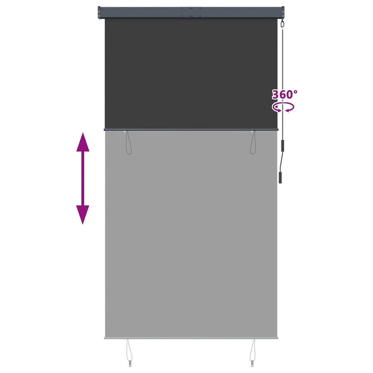 Outdoor Roller Blind 140x250cm in Anthracite