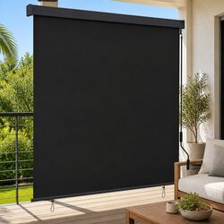 Outdoor Roller Blind 160x250 cm Anthracite Patio Garden Balcony Shade Hand Crank