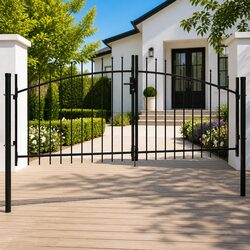 Sturdy Double Door Garden Gate with Spike Top Design 299.5x174.5cm