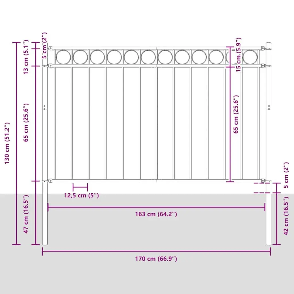 Decorative Garden Fence Panel with Steel Frame